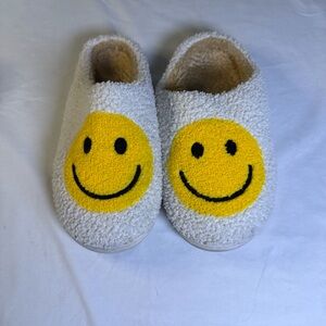 White Fuzzy Slide Slippers with Textured Sole